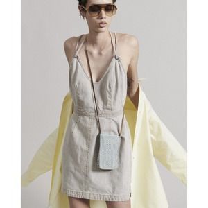 RACHEL COMEY Pasco Dress Khaki Size 2 Beige Tan Denim Casual Sexy Chic Strappy